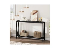 gaomon Entryway Table, Industrial Console Table with V Design, 43" 2 Tier Sofa Table with Storage, Narrow Console Table for Entryway Living Room