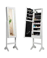 Gouun Mirrored Jewelry Cabinet Armoire Organizer w/ Led lights