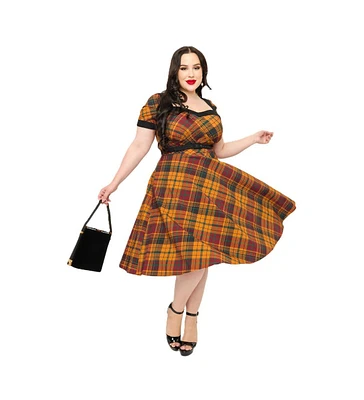 Unique Vintage Plus 1950s Sweetheart Neckline Swing Dress