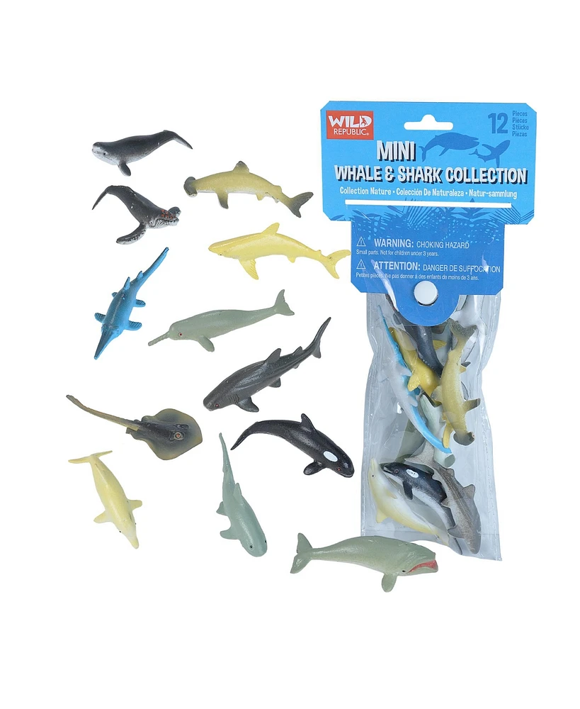 Wild Republic Polybag Mini Whale Shark Figurines, 12 Pieces