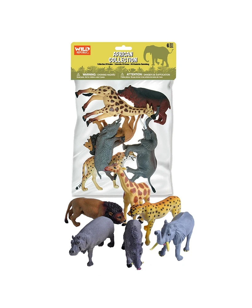 Wild Republic Polybag Africa Figurines, 6 Pieces