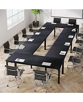 Tribesigns 78.74-Inch Conference Table Set of 6, 19FT Room Table, Large Rectangle Meeting Seminar for 16-22 Person, Long Business