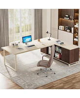 Tribesigns 70.8" Executive Desk with 55" File Cabinet, Modern L Shaped Computer Storage Shelves and Large f