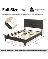 Gouun Full Size Upholstered Platform Bed with Tufted Headboard-Full Size