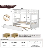 Twin Over Twin Bunk Bed with Pull-out Trundle and Ladder