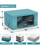 Sorbus 6 Pack Medium Foldable Clothes Storage Bags with Clear Window, Zipper Lid and Carry Handles - for Organizing Bedroom, Closet