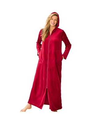 Dreams & Co. Women's Plus Size Dreams & Co Hooded Velour Robe