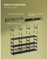 Slickblue 8-Tier Large Shoe Rack, Stackable Organizer Holds 32 Pairs, Steel Tubes & Non-Woven Fabric for Entryway Storage