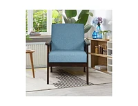 Slickblue Retro Modern Classic Linen Wide Accent Chair with Espresso Wood Frame