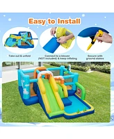 Costway 7-in-1 Kids Inflatable Bounce Castle Multi-Play Jumping House Blower Excluded