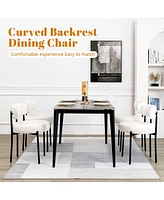 Dyhome Modern Accent Chair, Upholstered Dining Chairs Set Of 4, Short Plush Fabric, Armless Chair With Backrest, Sherpa For Room,
