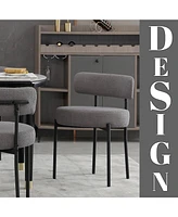 Dyhome Modern Accent Chair, Upholstered Dining Chairs Set Of 4, Short Plush Fabric, Armless Chair With Backrest, Sherpa For Room,