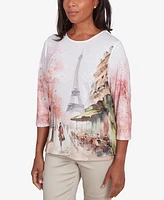 Alfred Dunner Petite Paris Scenic Crew Neck Top