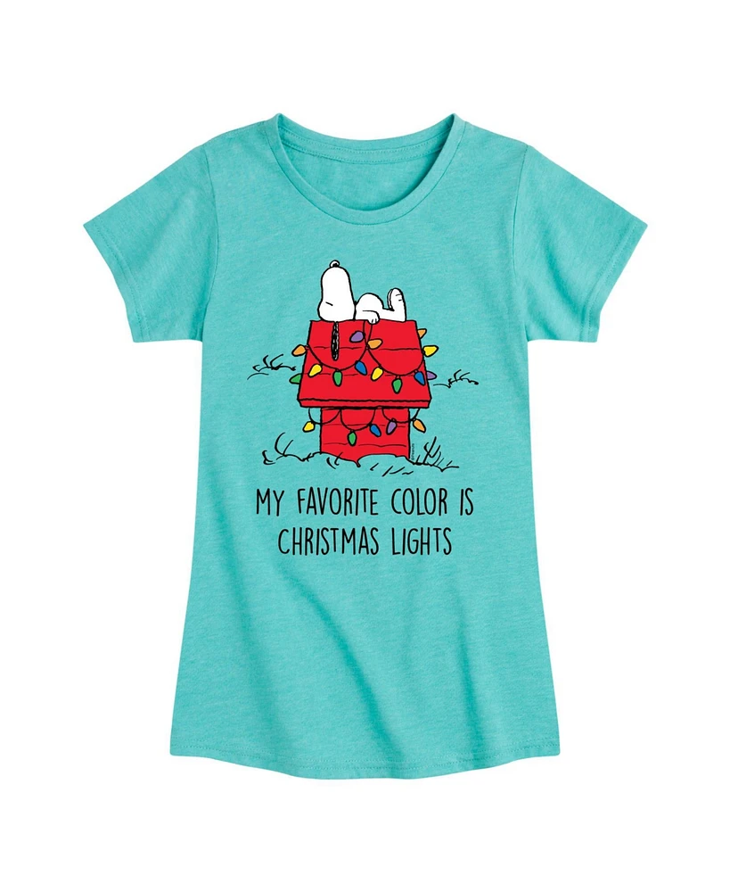 Peanuts Big Girls Snoopy Christmas House Graphic Short Sleeve Tee