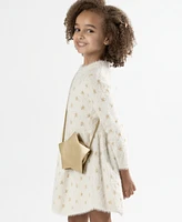 Rare Editions Toddler and Little Girls Star Embroidered Sweater Dress with Matching Bag, 2-Piece Set