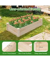 Costway Raised Garden Bed Fir Wood Wooden Square Wood Planter Box for Flower Outdoor