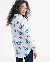 Style & Co Petite Millie Blooms Printed Button-Down Perfect Shirt, Exclusively at Macy's