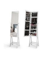 Gouun Freestanding Jewelry Cabinet Armoire Organizer with Bevel Edge Mirror