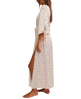 Free People Women's First Blush Printed 3/4-Sleeve Robe