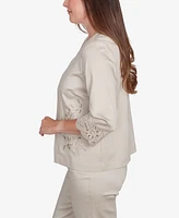 Alfred Dunner Petite Floral Cut Out Sateen Jacket