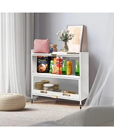 Mega Casa 2 Door Storage Cabinet, 3 Tier Kitchen Pantry Cabinet, Floor Cabinet White Sideboard