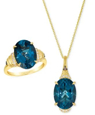 Le Vian London Blue Topaz Diamond Oval Ring Pendant Necklace Collection In 14k Yellow Gold