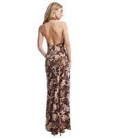 Dress the Population Women's Olivia Floral-Print Low-Back Gown