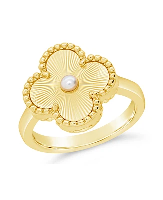 Sterling Forever Tilda Mother of Pearl Clover Statement Ring