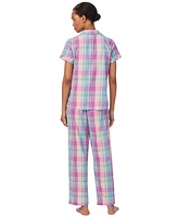 Lauren Ralph Lauren Women's 2-Pc. Short-Sleeve Notch-Collar Ankle-Pant Pajama Set