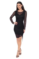 Bebe Women's PowerMesh Midi Dress With Side Shirring, Small, Black