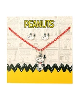 Peanuts Snoopy Fashion Necklace and Earring Set, 16 + 3'' Chain