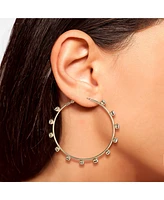 Jessica Simpson Gold-Tone Crystal-Studded Elegant Statement Hoop Earrings