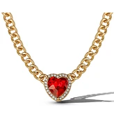 Jessica Simpson Gold-Tone Chain Necklace with Red Heart Gemstone