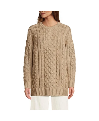 Lands' End Women's Oversized Drifter Cable Tunic Sweater