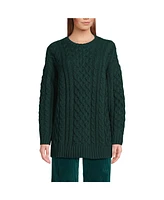 Lands' End Women's Oversized Drifter Cable Tunic Sweater