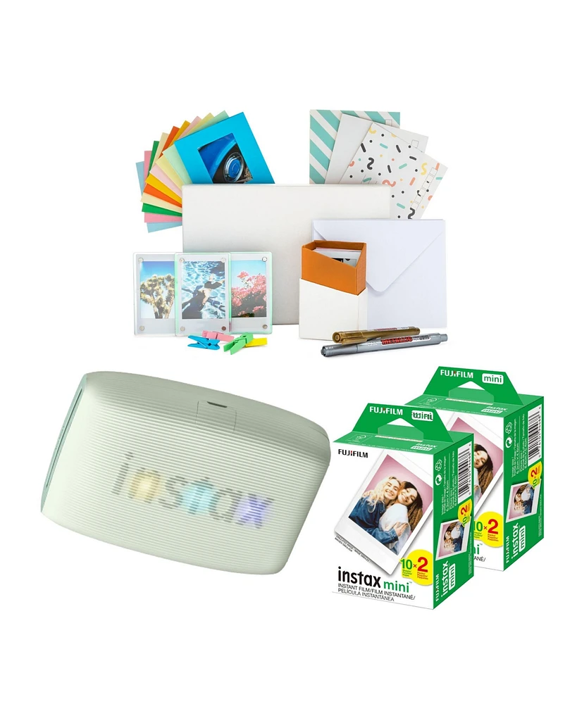 Fujifilm Instax Mini Link 3 Compact Smartphone Printer Sage Green Bundle