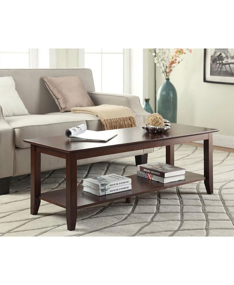 Slickblue Wood Grain Coffee Table with Bottom Shelf for Living Room Storage and Display