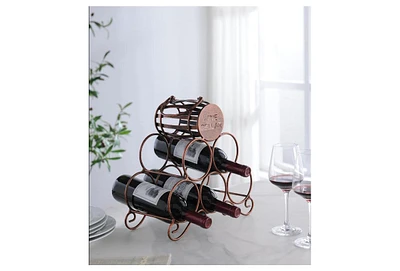 Kings Brand Furniture Countertop Tabletop Wine Rack, Wine Bottle Storage Holder for Home Kitchen & Bar - Brushed Copper - No Assembly Required