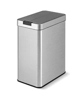 Costway Slim Kitchen Trash Can with Wing Lids 13.2 Gal Automatic Sensor Garbage Can