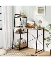 Gouun Compact Computer Desk Workstation with 4 Tier Shelves for Home and Office