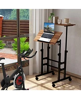 Gouun Height-adjustable Mobile Standing Desk with Split Top and Adjustable Angle