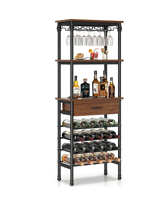 Mr Ironstone Floor Standing Wine Rack and Liquor Cabinet for Home Bar Storage