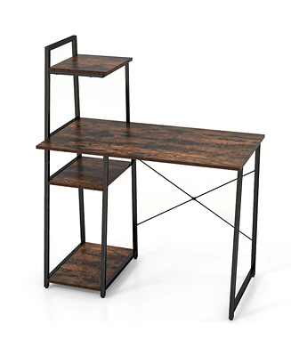 Gouun Computer Desk with Shelves and 3-Tier Storage Bookshelf