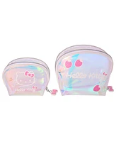 Sanrio Hello Kitty Clear Iridescent Large and Small Dome Cosmetic Travel Bag Set