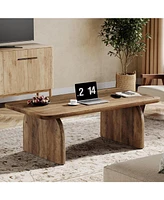 Tribesigns Rectangle Coffee Table, 47-Inch Wood Rectangular Living Room Table, Farmhouse Accent Center Table Low Cocktail Tea Table with Sturdy Base &