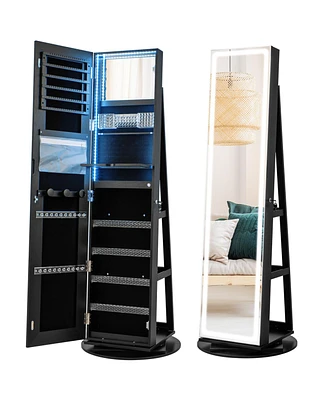 Gouun Standing Jewelry Cabinet with Adjustable Led Lights