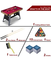 Sugift 4 Ft Pool Table, Portable Billiard Table with 2 Cue Sticks, Full Set of Balls, Triangle, Chalk, Brush