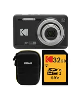 Kodak Pixpro Friendly Zoom FZ55 Digital Camera (Black) with Case and Memory Card