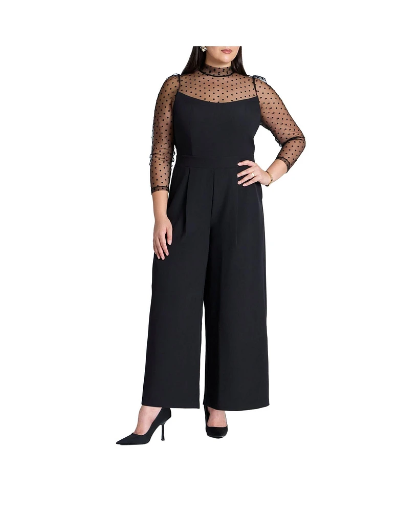 Eloquii Plus Mesh Turtleneck Jumpsuit