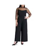 Eloquii Plus Mesh Turtleneck Jumpsuit